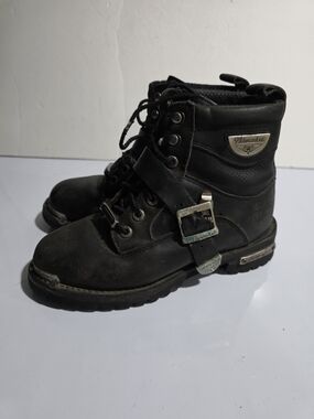 Milwaukee Black Leather Ankle Boots with Buckle Usa 7 Uk 5 Eur 38
